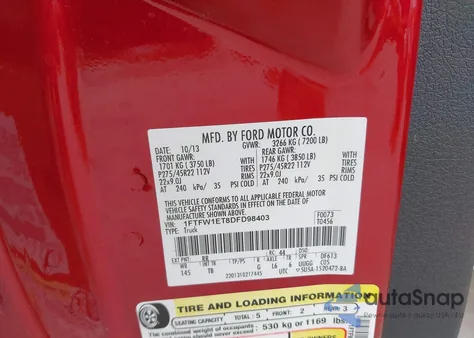 2013 Ford F-150 Limited z USA, uszkodzony, nr VIN 1FTFW1ET8DFD98403